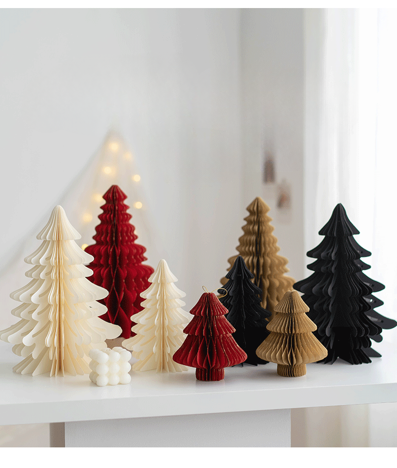 Elegant Foldable Paper Christmas Trees – 3D Holiday Decoration Set