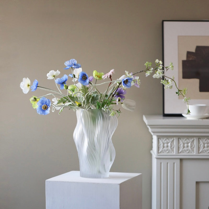 Wavy Frosted Art Glass Vase Berriscent