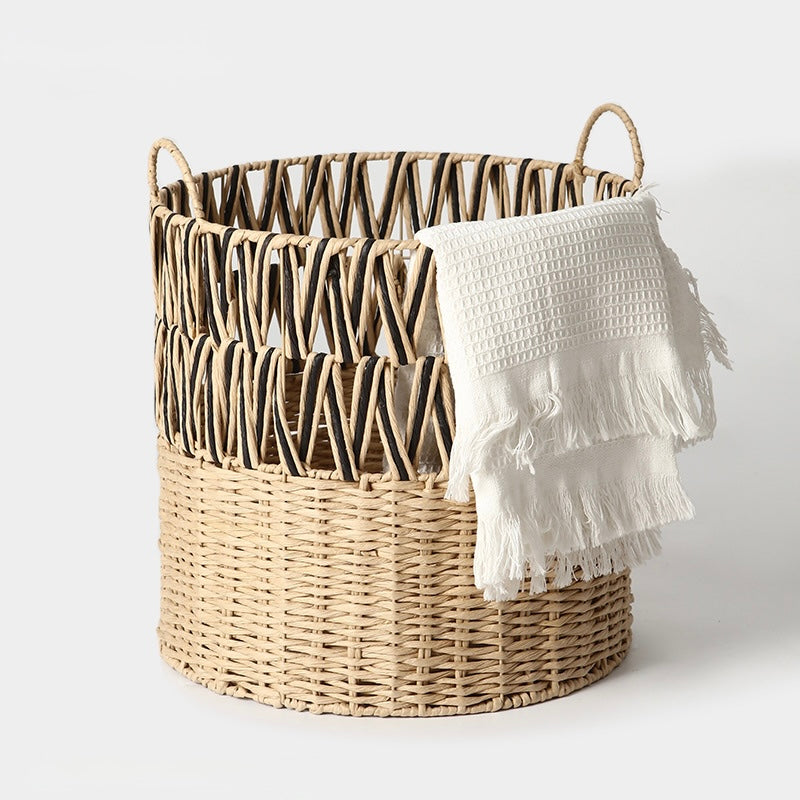 Handwoven Natural Fibre Storage Basket with Handles Berriscent