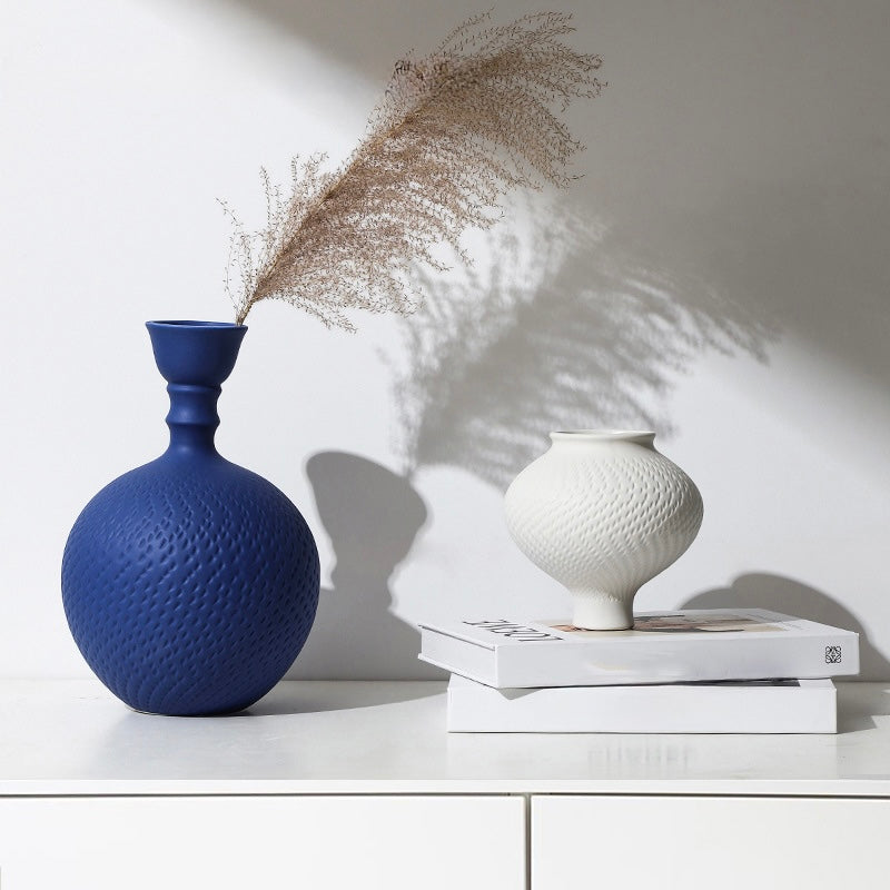 Textured White Ceramic Vase Collection Berriscent
