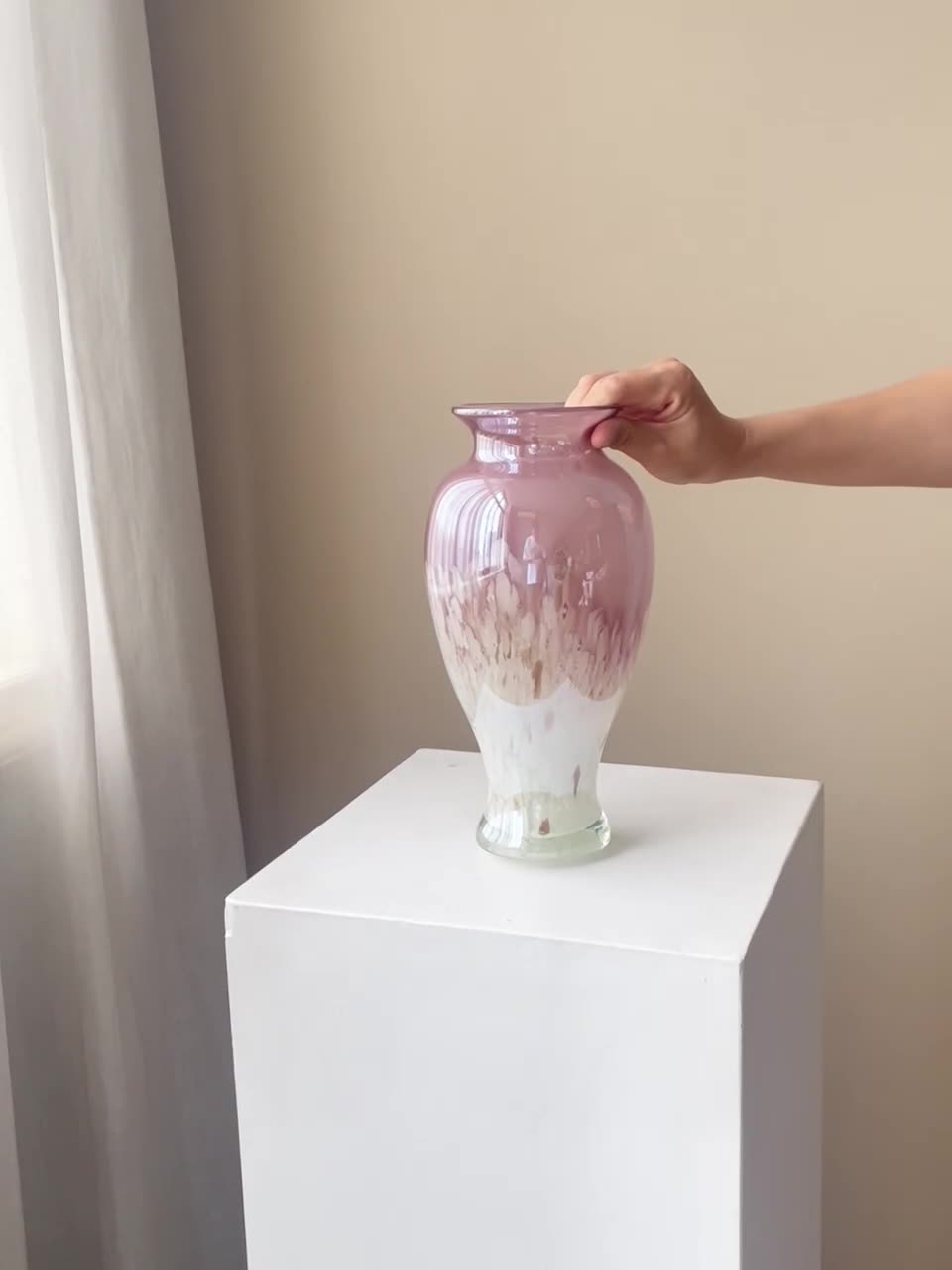 Rosy Bloom Hand-Blown Glass Vase