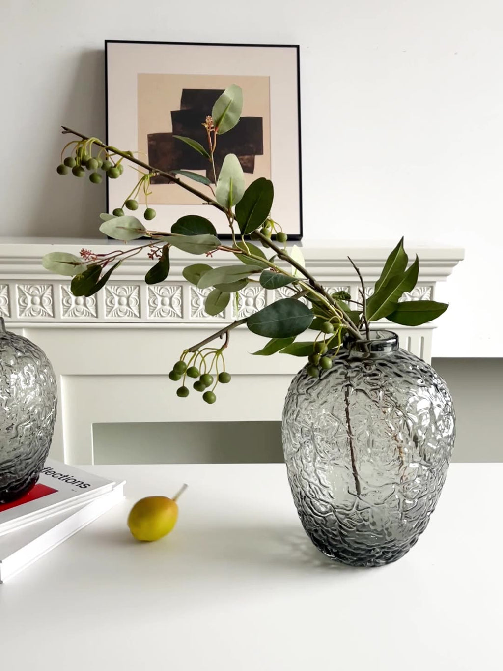 Smoky Textured Glass Vase – Premium Handcrafted Home Décor Berriscent