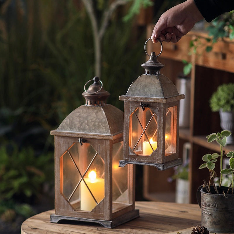 Rustic Wood & Metal Lantern Berriscent