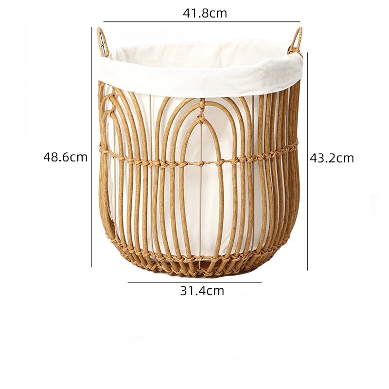 Handwoven Rattan Laundry & Storage Basket with Fabric Lining Berriscent