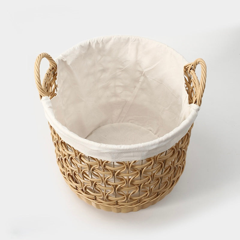 Woven Rattan Storage Basket with Cotton Lining Berriscent
