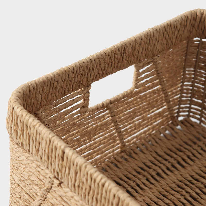 Rectangular Handwoven Natural Storage Basket with Handles Berriscent