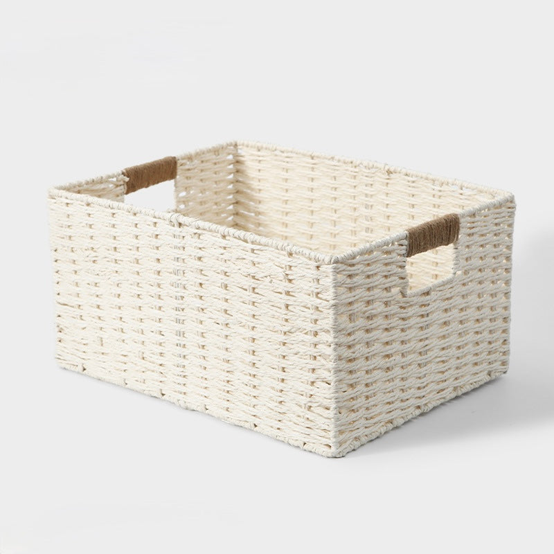 Rectangular Handwoven Storage Basket – Natural White Berriscent