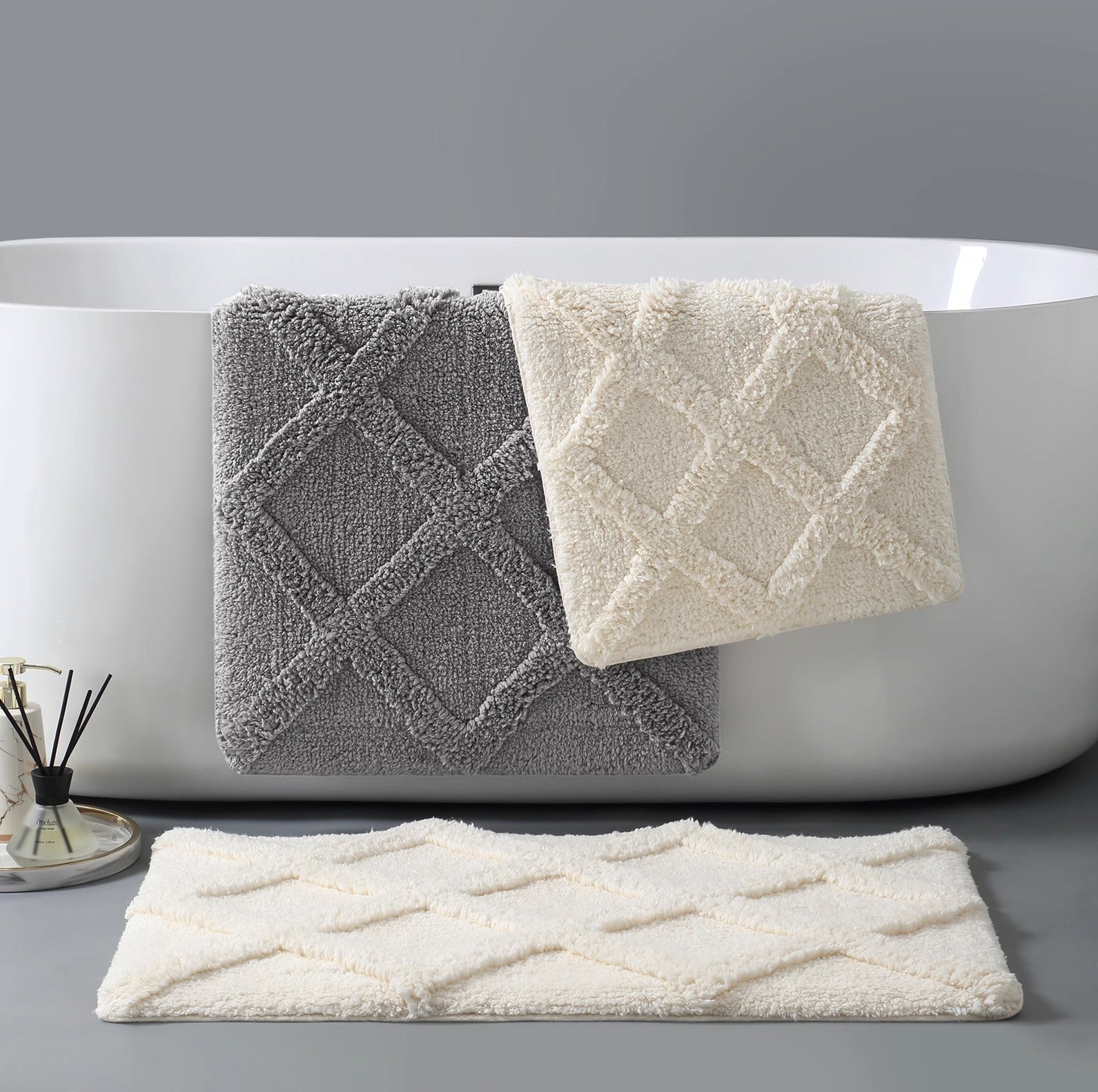 Diamond Weave Pure Cotton Bath Mat Berriscent