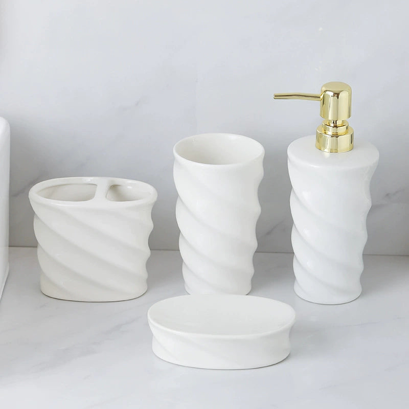 Serene Wave Ceramic Bath Set Berriscent