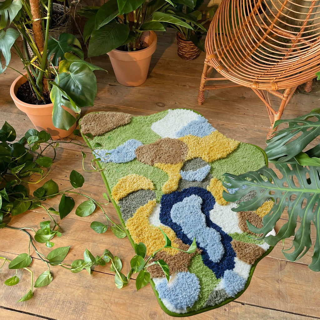 Abstract Meadow Microfiber Absorbent Floor Mat – 50×80 cm Berriscent