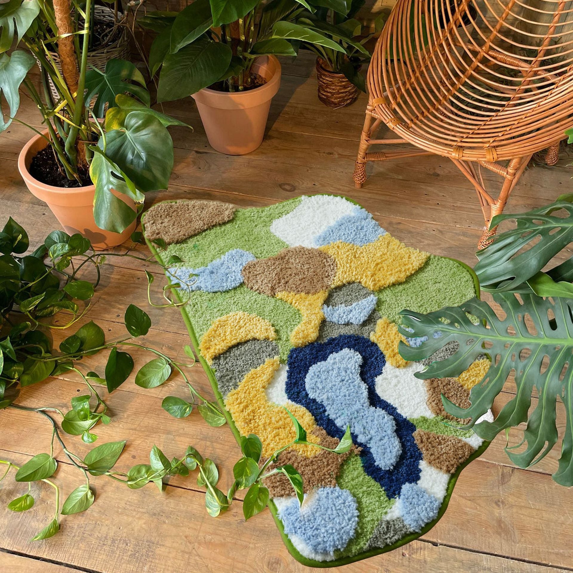 Abstract Meadow Microfiber Absorbent Floor Mat – 50×80 cm Berriscent