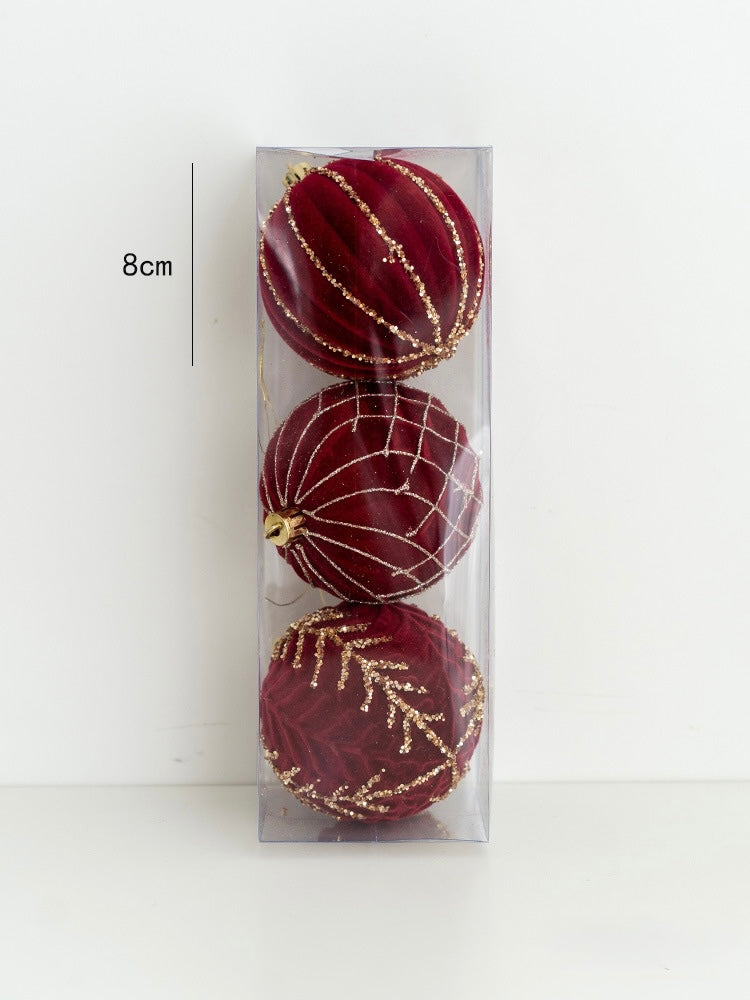 Luxurious Velvet & Glitter Christmas Ornaments Set