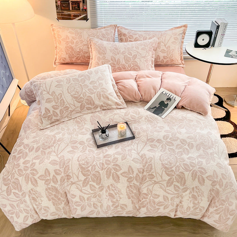 Rosé Velvet Bloom Bedding Set Berriscent