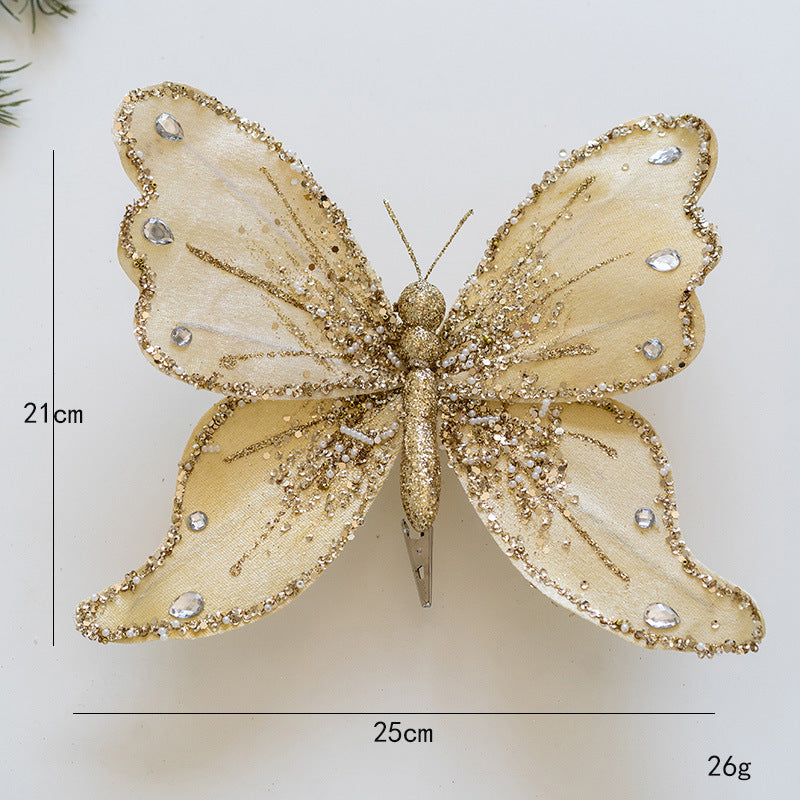 Luxury Glitter Butterfly Christmas Ornaments – Elegant Clip-On Decorations