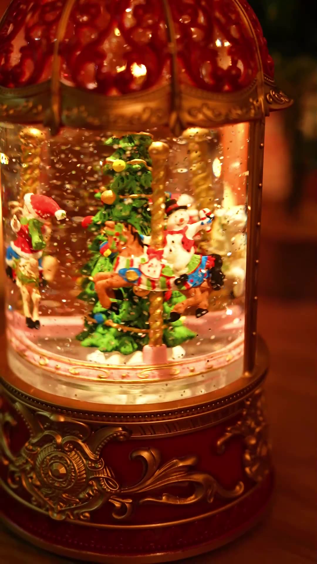 Handcrafted Illuminated Christmas Carousel Music Box Berriscent