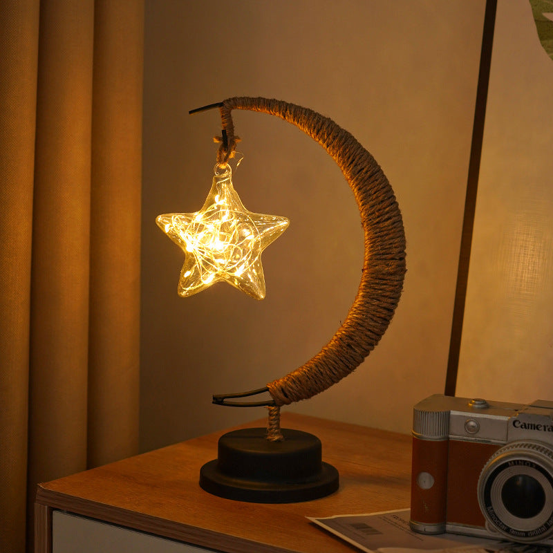 Handcrafted Crescent Light with Illuminated Glass Ornament Berriscent