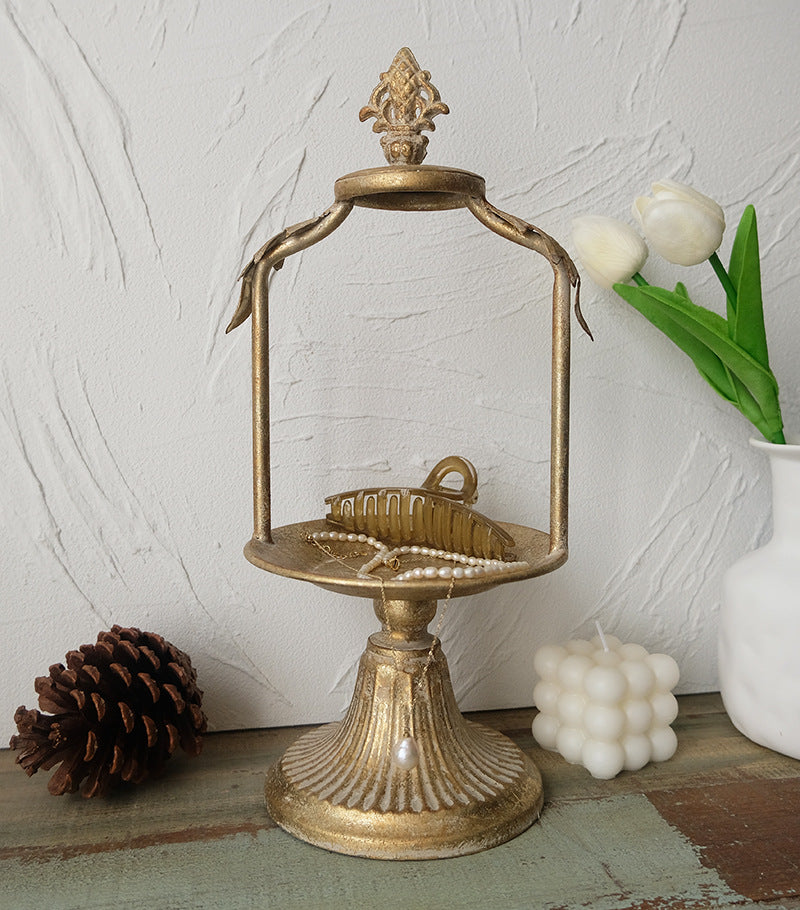 Aged Gold Cast-Iron Pedestal Holder Berriscent