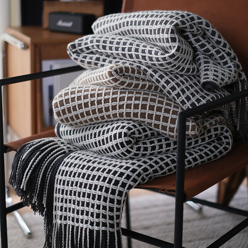 Axis Waffle Knit Throw Blanket Berriscent