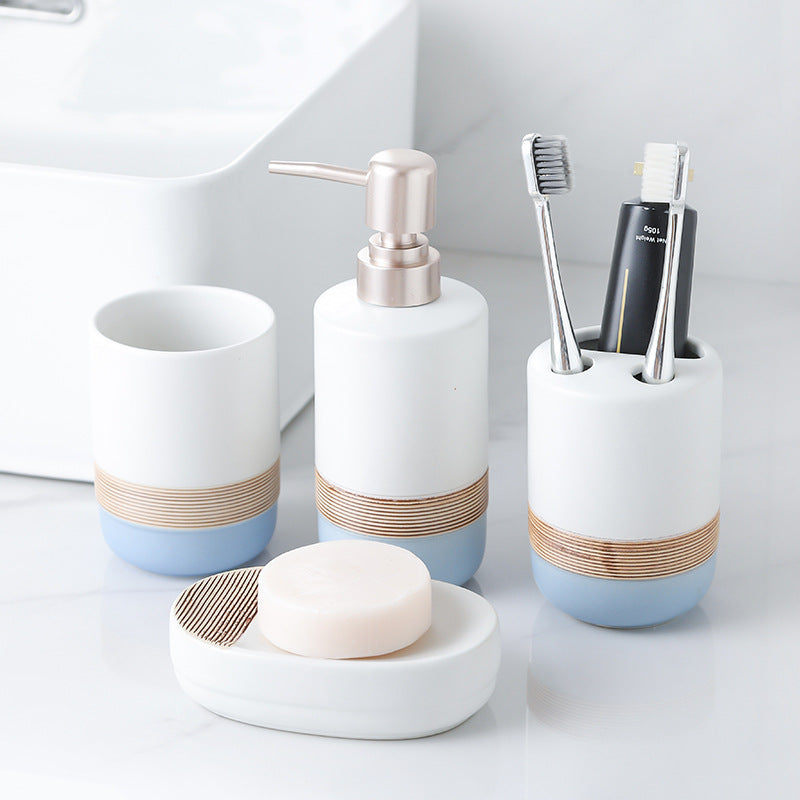 Coastal Line Ceramic Bathroom Set Berriscent