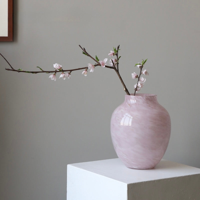 Hand-Blown Pastel Marbled Glass Vase Berriscent