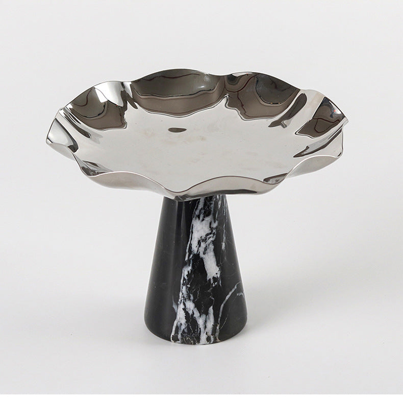 Marble Base Sculpted Metal Bowl Berriscent