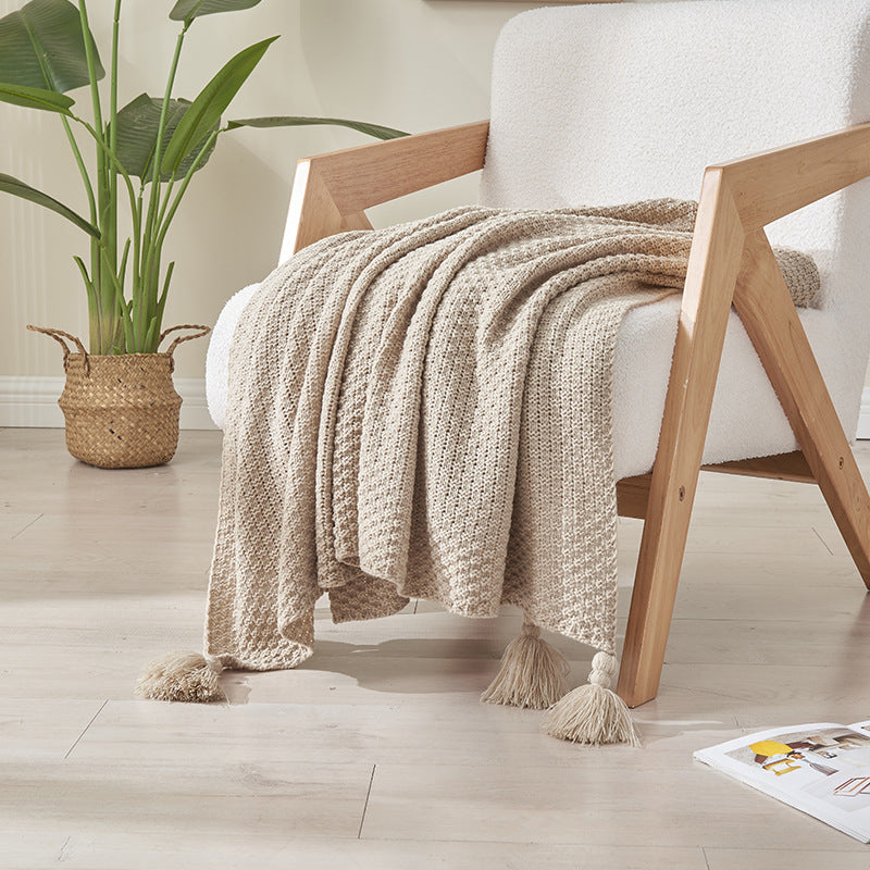 Aurora Tassel Knit Throw – Cozy Texture, Effortless Charm Berriscent