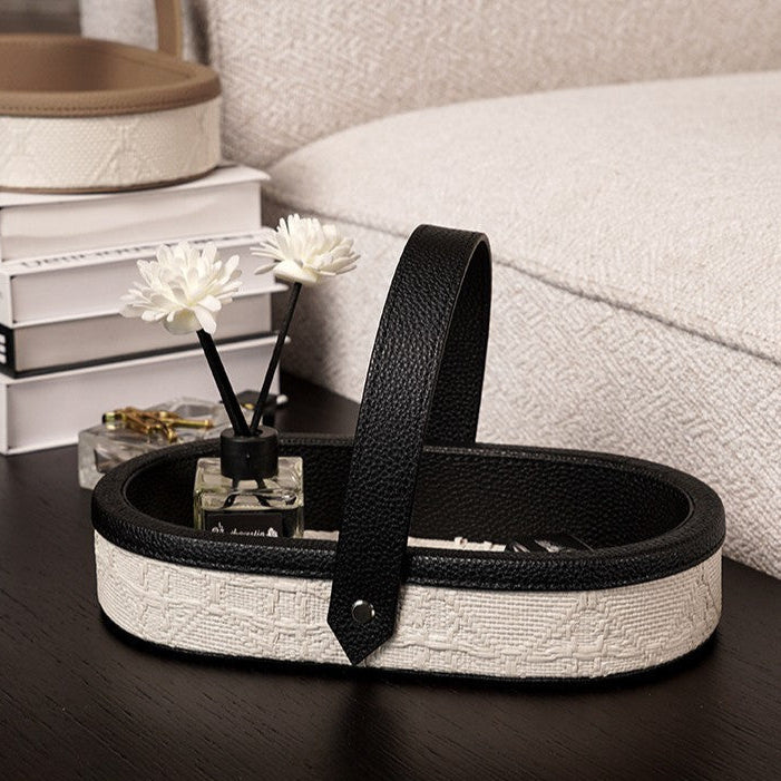 Marceau Oval Leather Carry Tray Berriscent