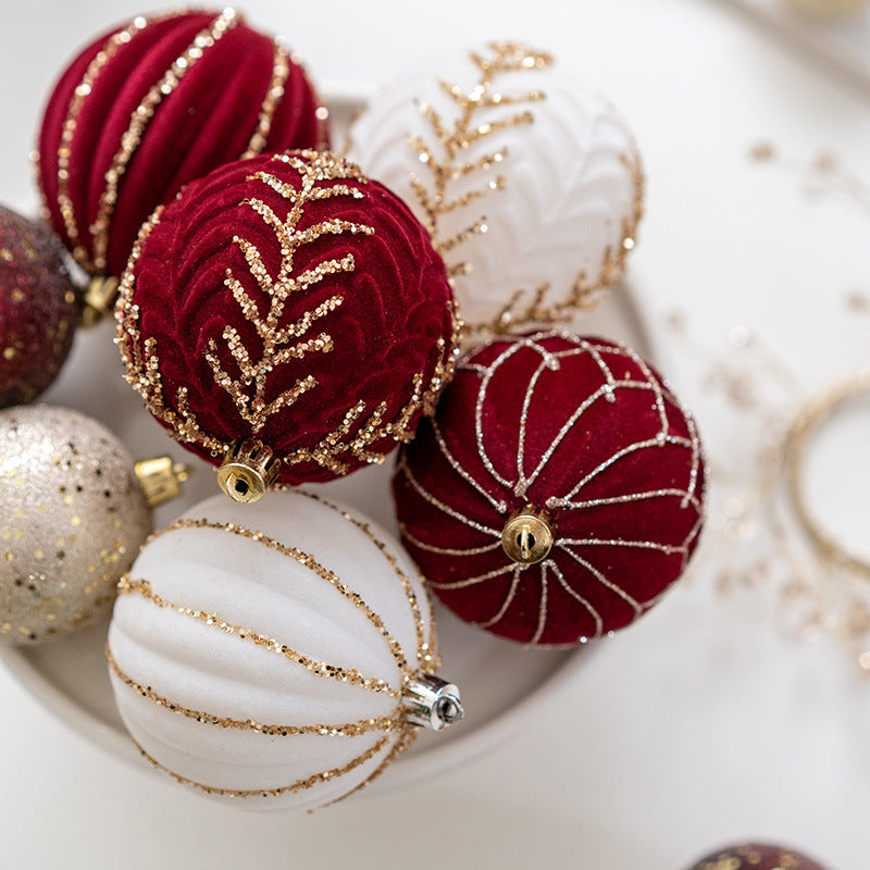 Luxurious Velvet & Glitter Christmas Ornaments Set