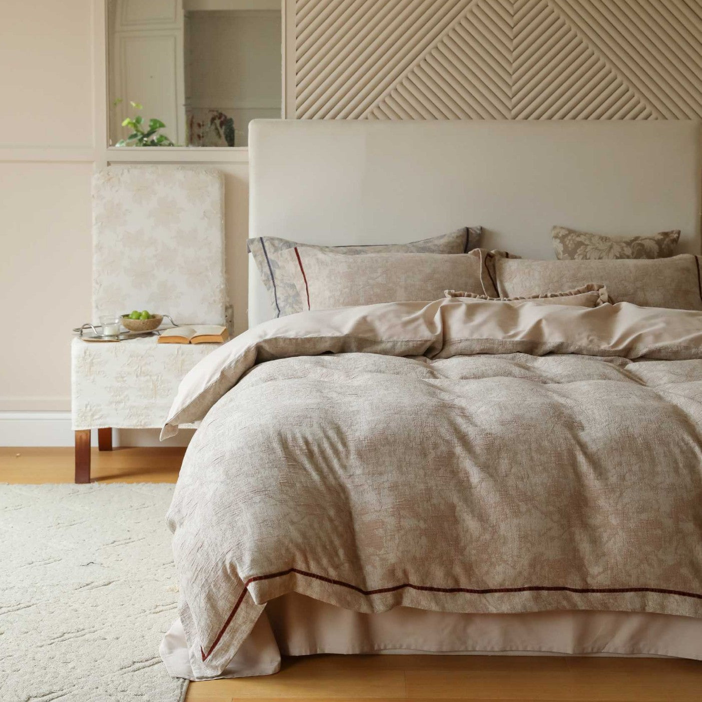 The Sculpted Trace | Embossed Jacquard Bed Linen