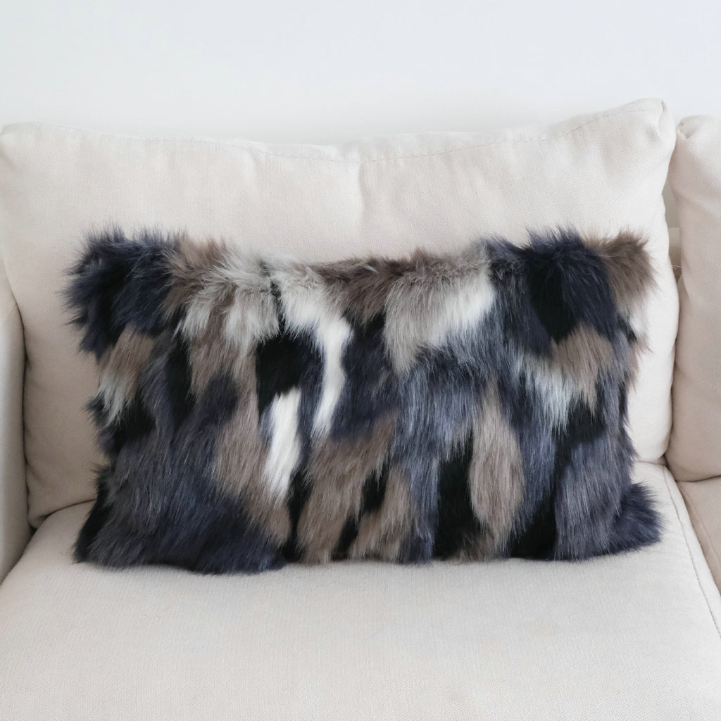 Midnight Mosaic Faux Fur Cushion Berriscent
