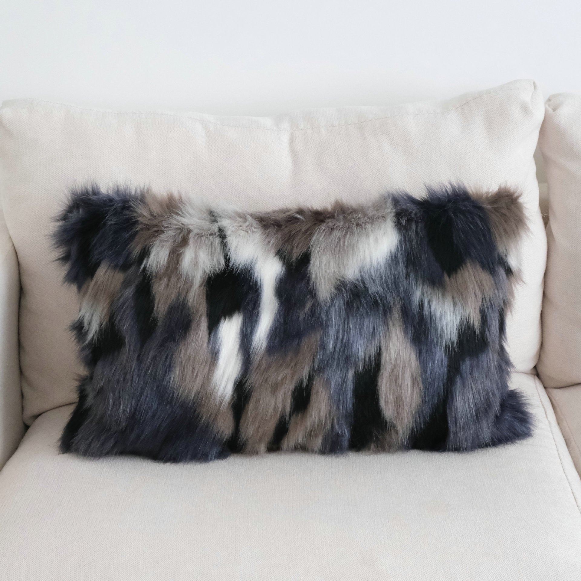 Midnight Mosaic Faux Fur Cushion Berriscent