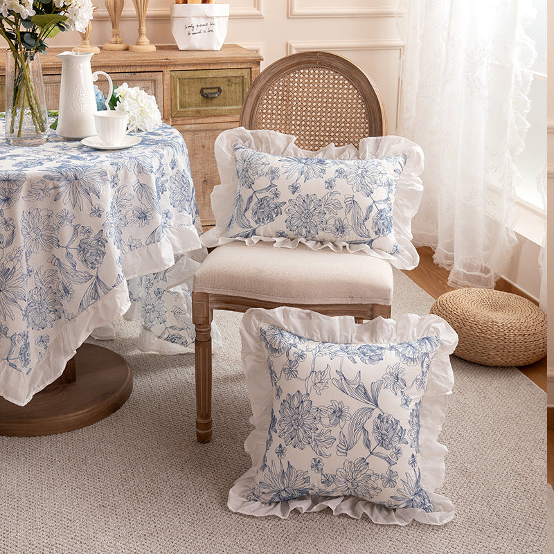 Charming Bloom Ruffled Cotton Cushion Berriscent