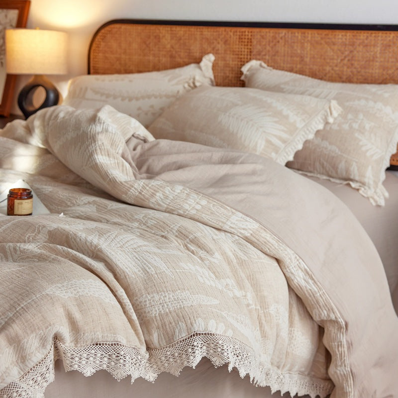 The Whispered Fern | Delicate Corded Lace & Vintage Linen Cotton