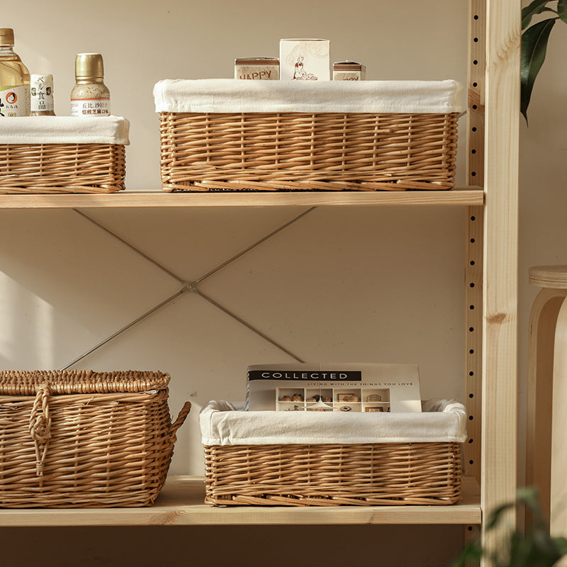 Rustic Woven Storage Basket with Cotton Liner Berriscent