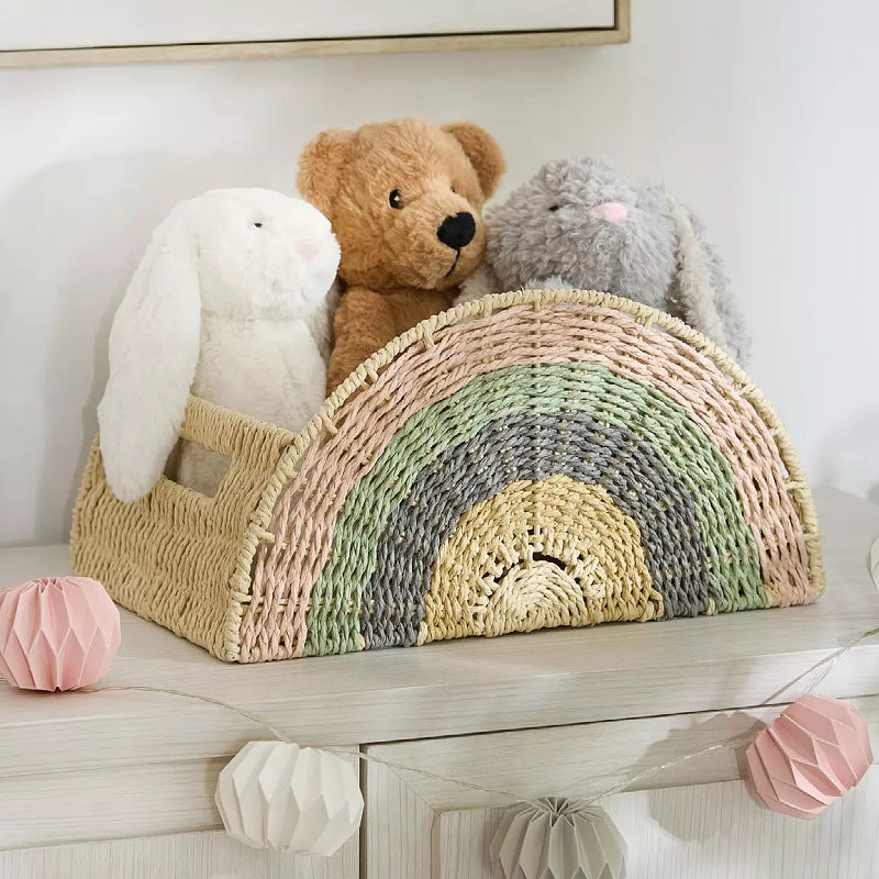 Handwoven Rainbow Storage Basket Berriscent