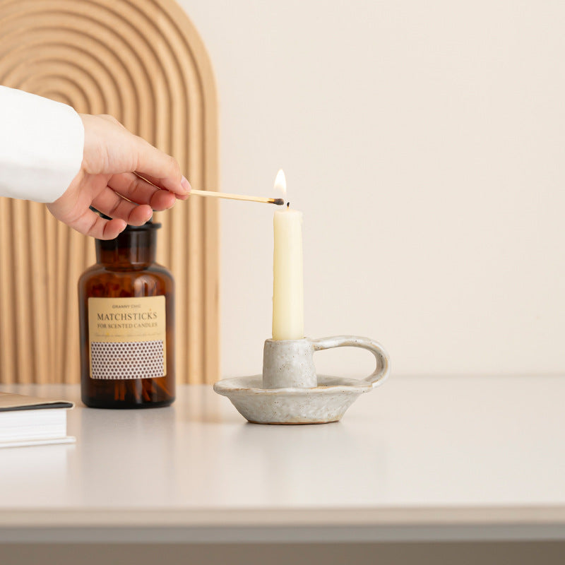 Handcrafted Ceramic Candle Holder – Speckled Ivory Berriscent