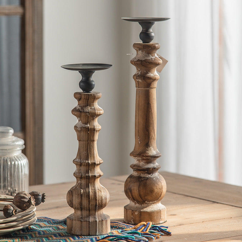 Rustic Manor Carved Wooden Candle Holders Berriscent