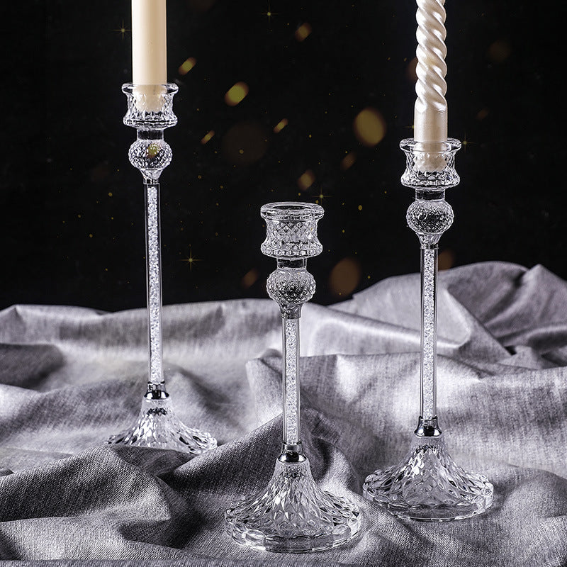 Crystal Glass Candlestick Set – 3 Pieces Berriscent