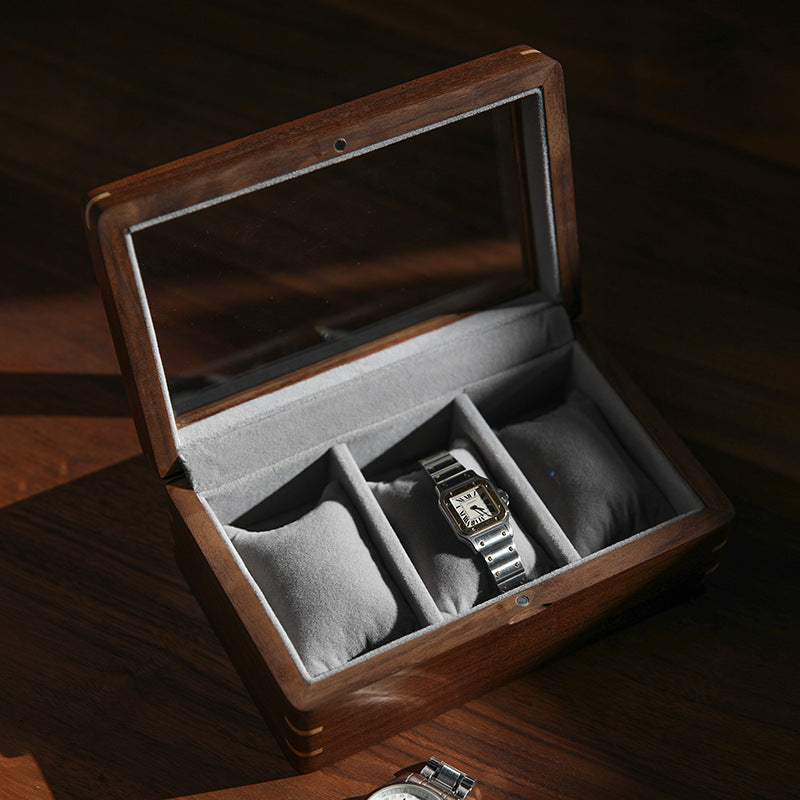 Aurelius Walnut Watch Display Case – 3 Slot Berriscent