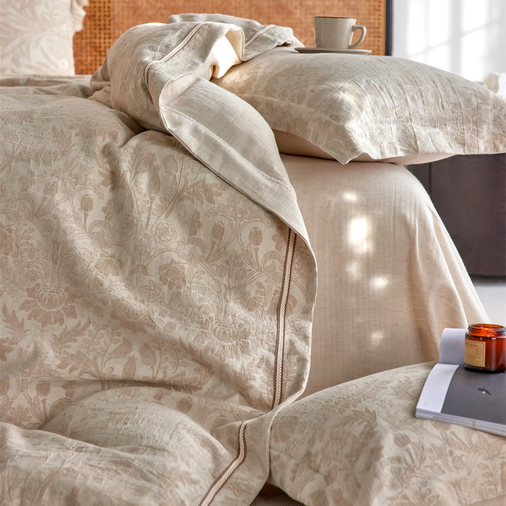 The Siena Tapestry | Sun-Bleached Tonal Jacquard Linen Cotton Bed Linen