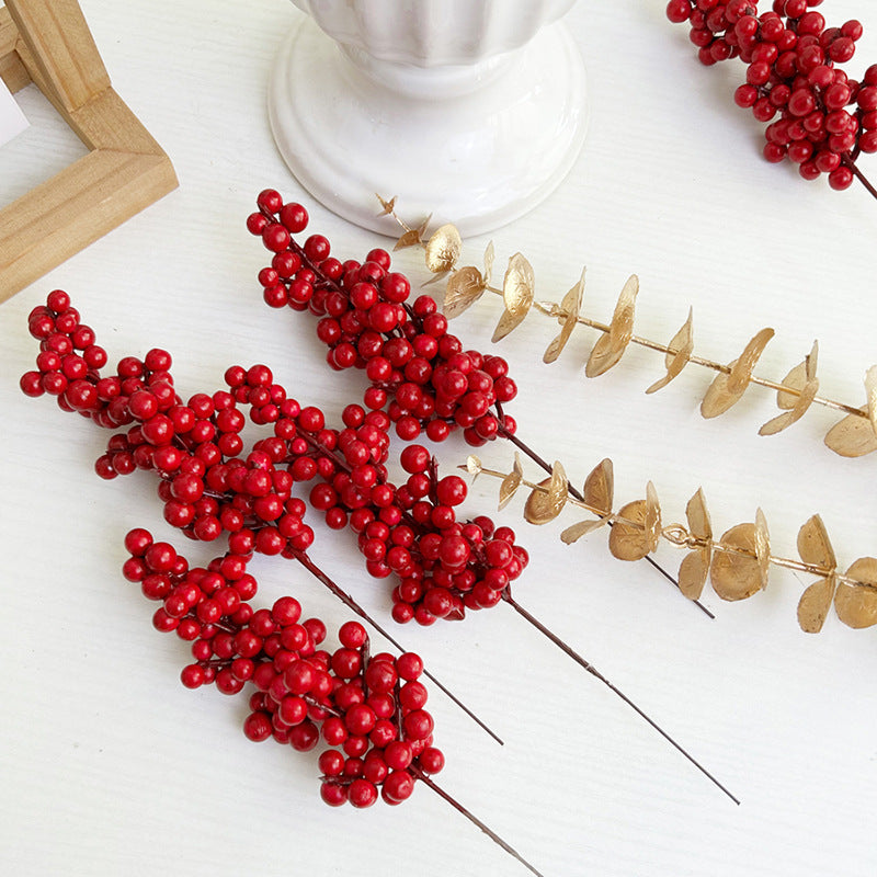 Festive Artificial Red Berry Stems Berriscent
