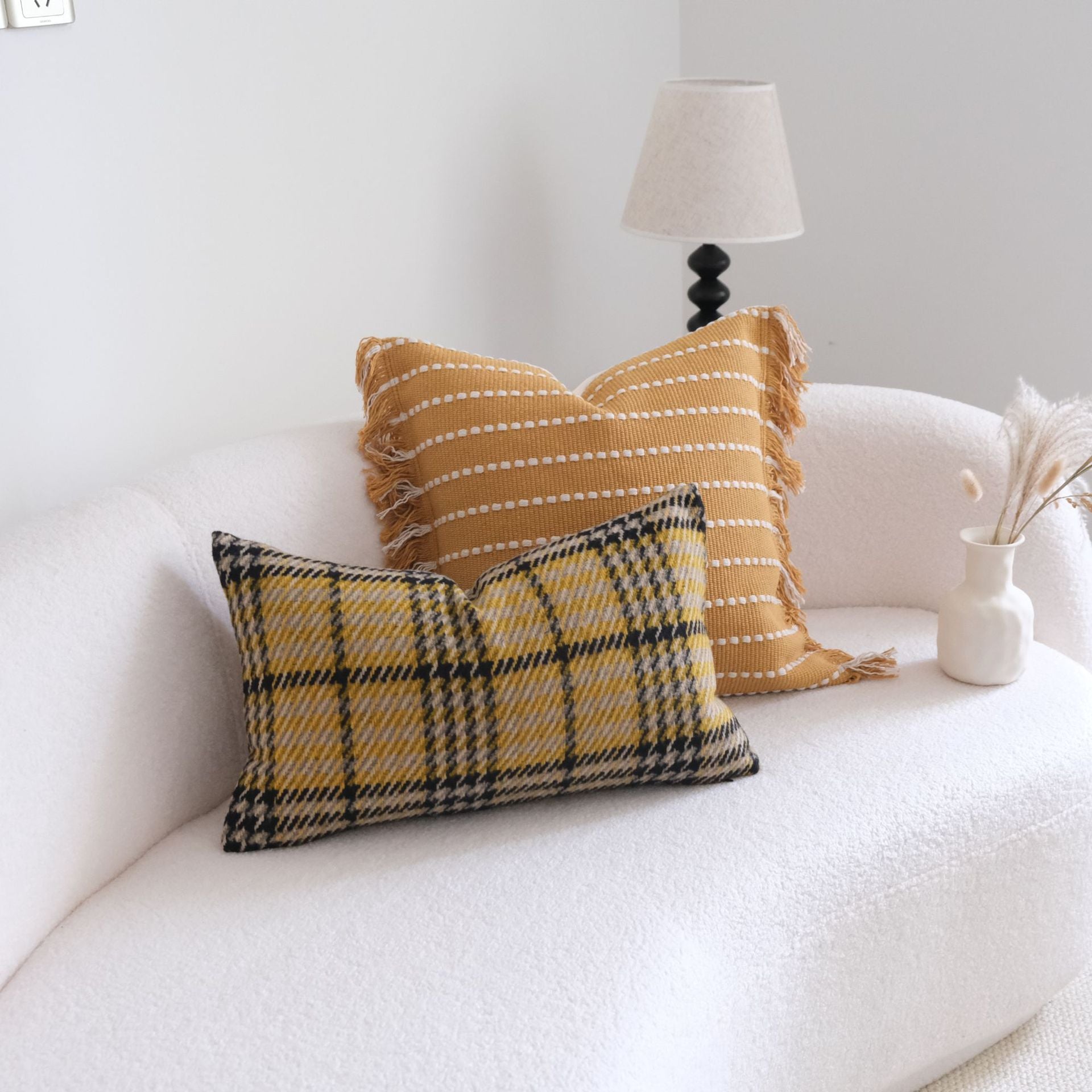Golden Weave Collection - Decorative Cushions in Warm Mustard Tones Berriscent