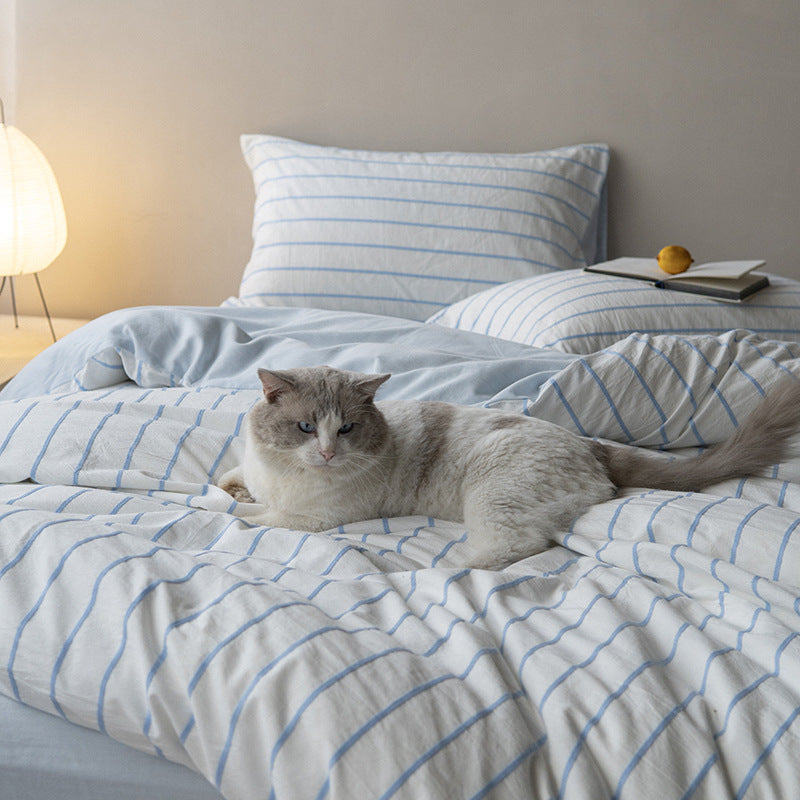 Coastal Stripe Pure Cotton Bedding Set Berriscent