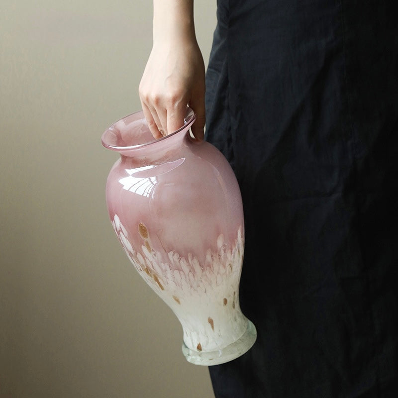 Rosy Bloom Hand-Blown Glass Vase