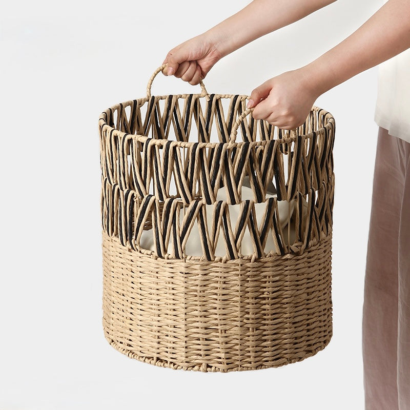 Handwoven Natural Fibre Storage Basket with Handles Berriscent