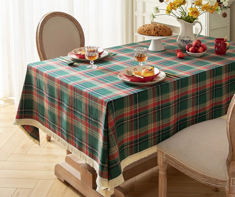 Highland Noel Plaid Christmas Tablecloth Berriscent