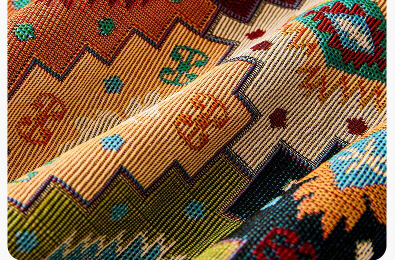 Ethnic Jacquard Cotton-Linen Sofa Throw Berriscent