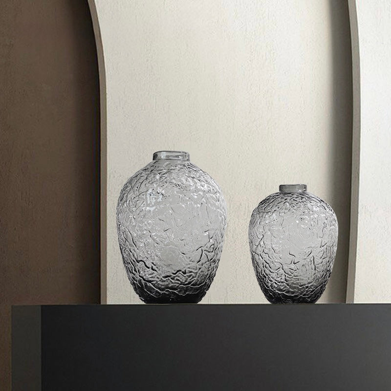 Smoky Textured Glass Vase – Premium Handcrafted Home Décor Berriscent
