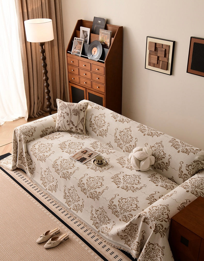 Classic Damask Chenille Sofa Throw Berriscent