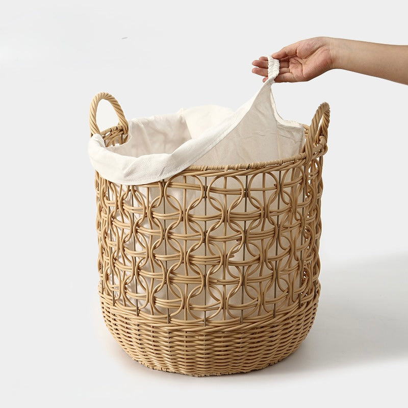 Woven Rattan Storage Basket with Cotton Lining Berriscent